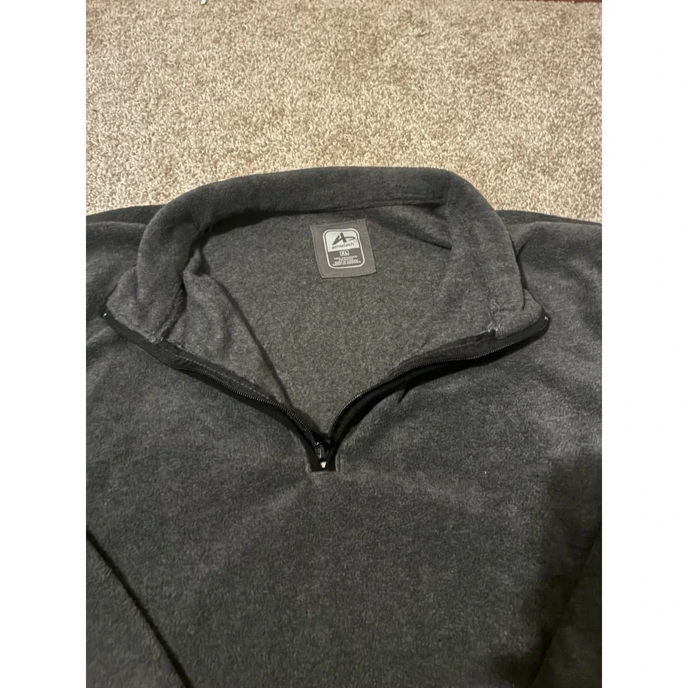 Athletech Mens‎ XL Charcoal Gray Quarter Zip Fleece Pullover Mock Neck Jacket